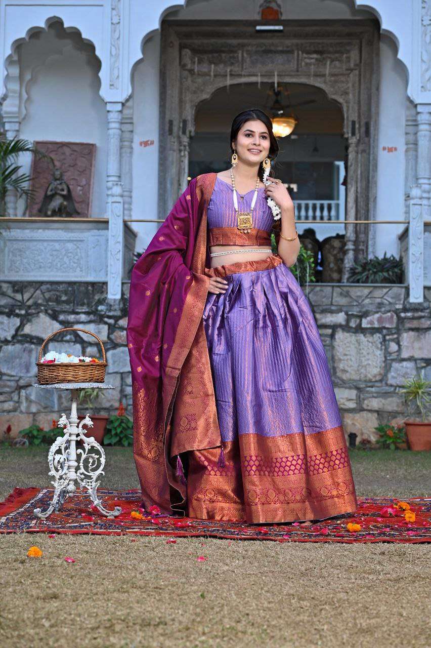 Women's Tussar Silk Patola Print Lehenga Choli Dupatta Set - Image 6