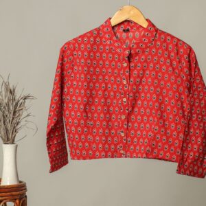 Handmade Block Print Cotton for Women ? Ethnic Floral Printed Top with Long Sleeves